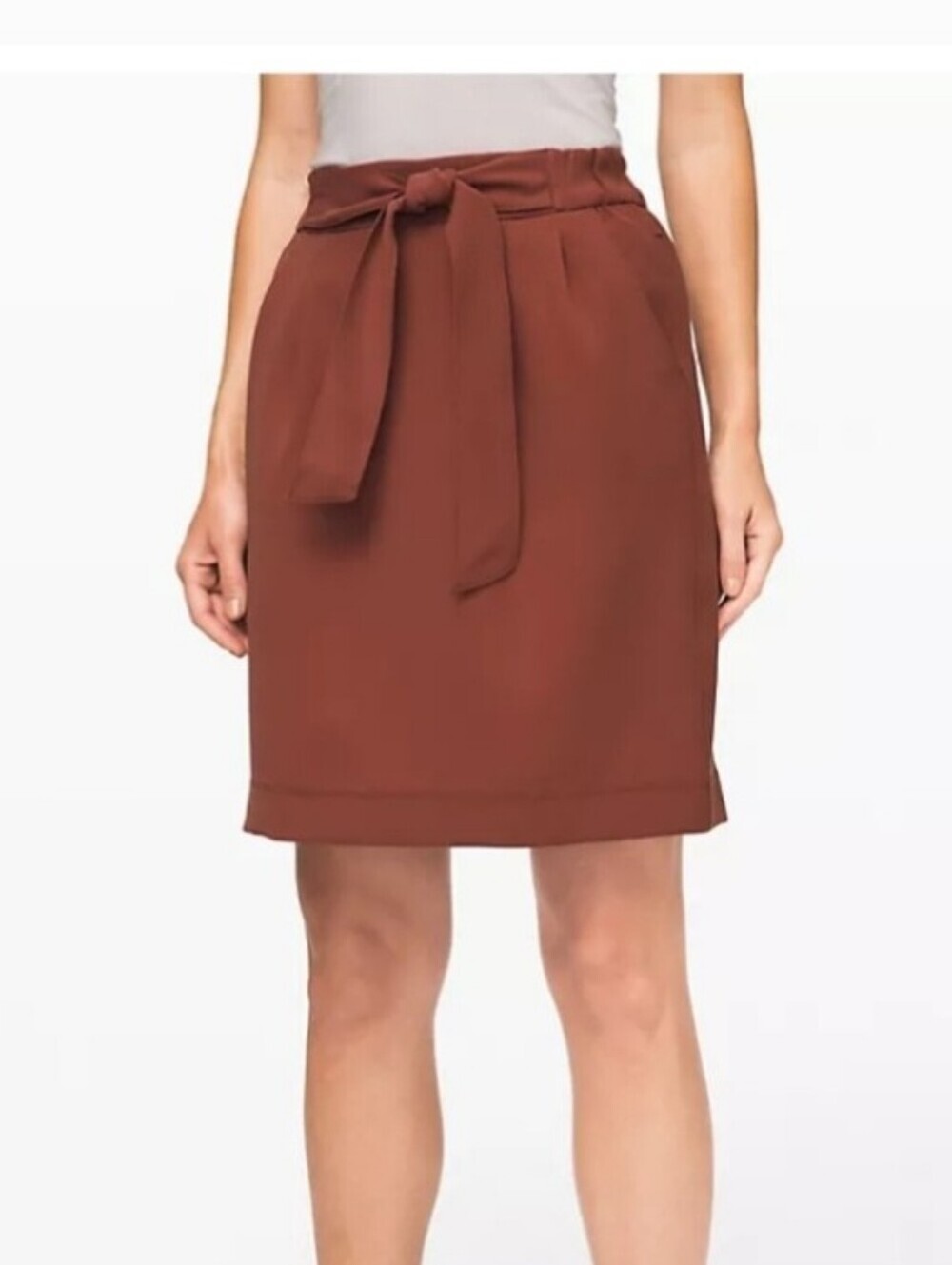 Lululemon Womens Tie-Waist Pencil Skirt in Rust Color Size 6